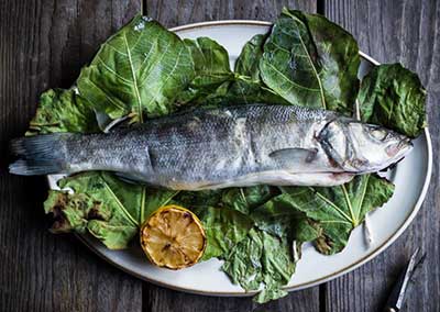 Fish Baked in Fig Leaves