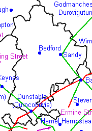 Romans roads in Bedfordshirw