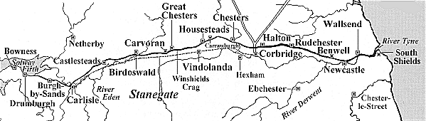 Map showing layout of Hadrian's Wall